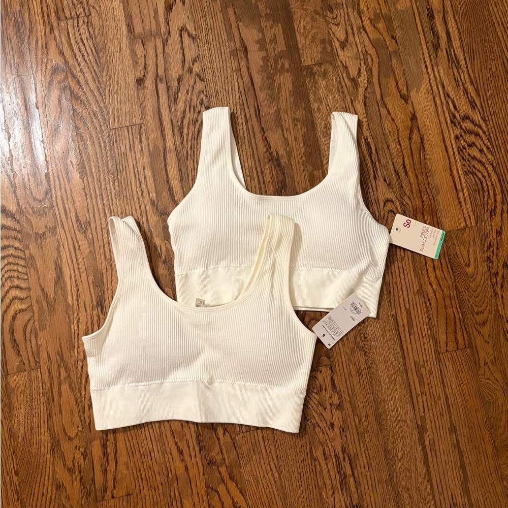 Kohl's White Ribbed Seamless Bralette Twin Pack